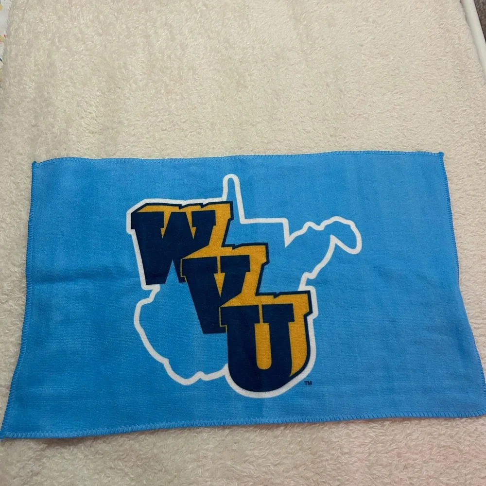 Wvu Light Blue Hand Towel with Navy and Gold Logo